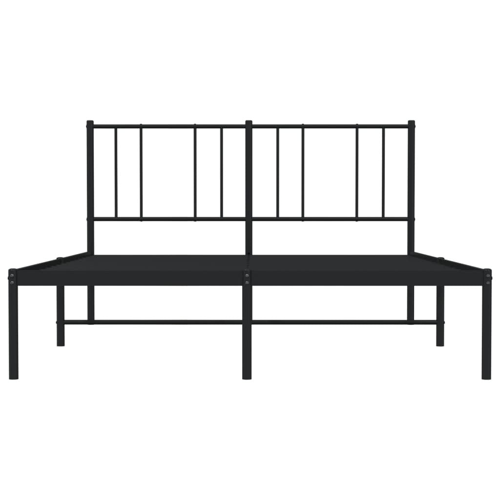 Metal Bed Frame without Mattress with Headboard Black 160x200cm