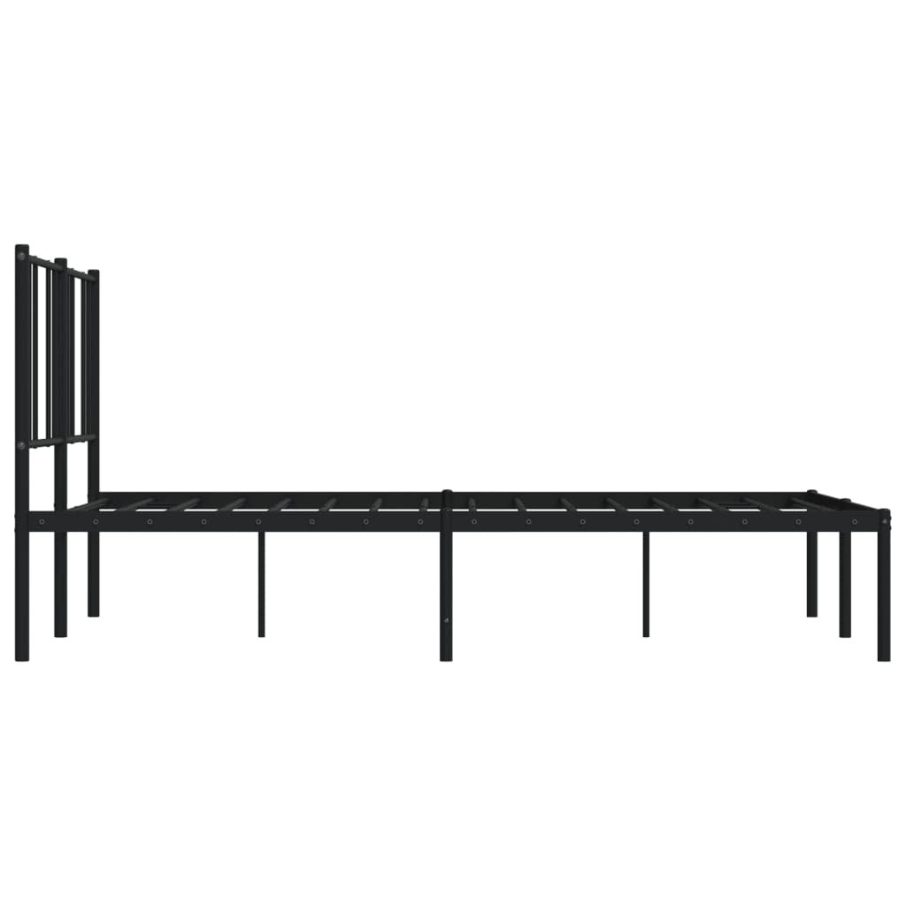 Metal Bed Frame without Mattress with Headboard Black 160x200cm