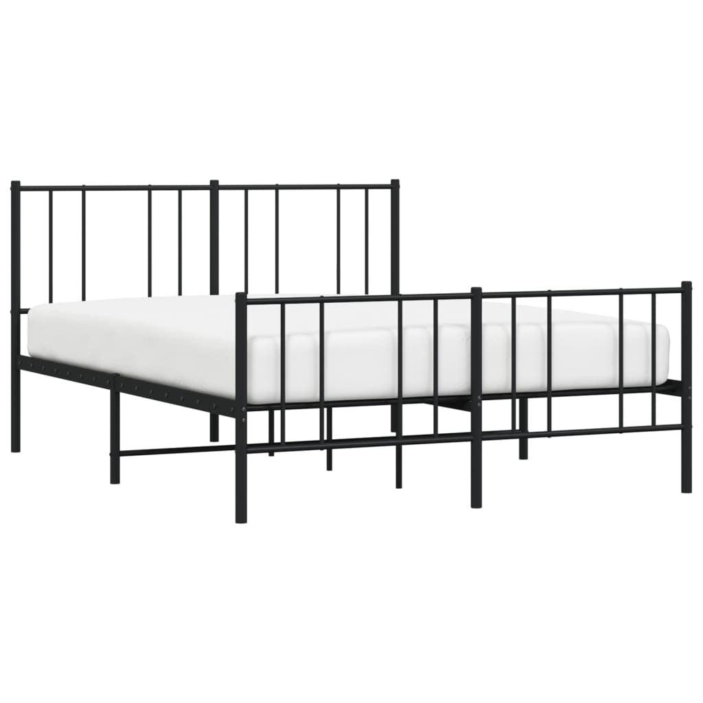 Metal Bed Frame without Mattress with Footboard Black 160x200cm