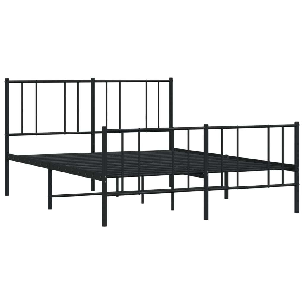 Metal Bed Frame without Mattress with Footboard Black 160x200cm