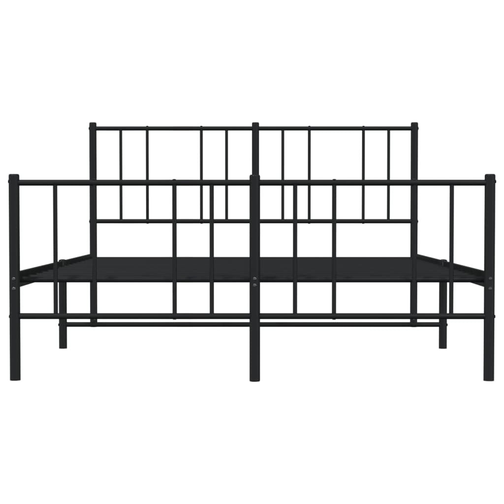Metal Bed Frame without Mattress with Footboard Black 160x200cm