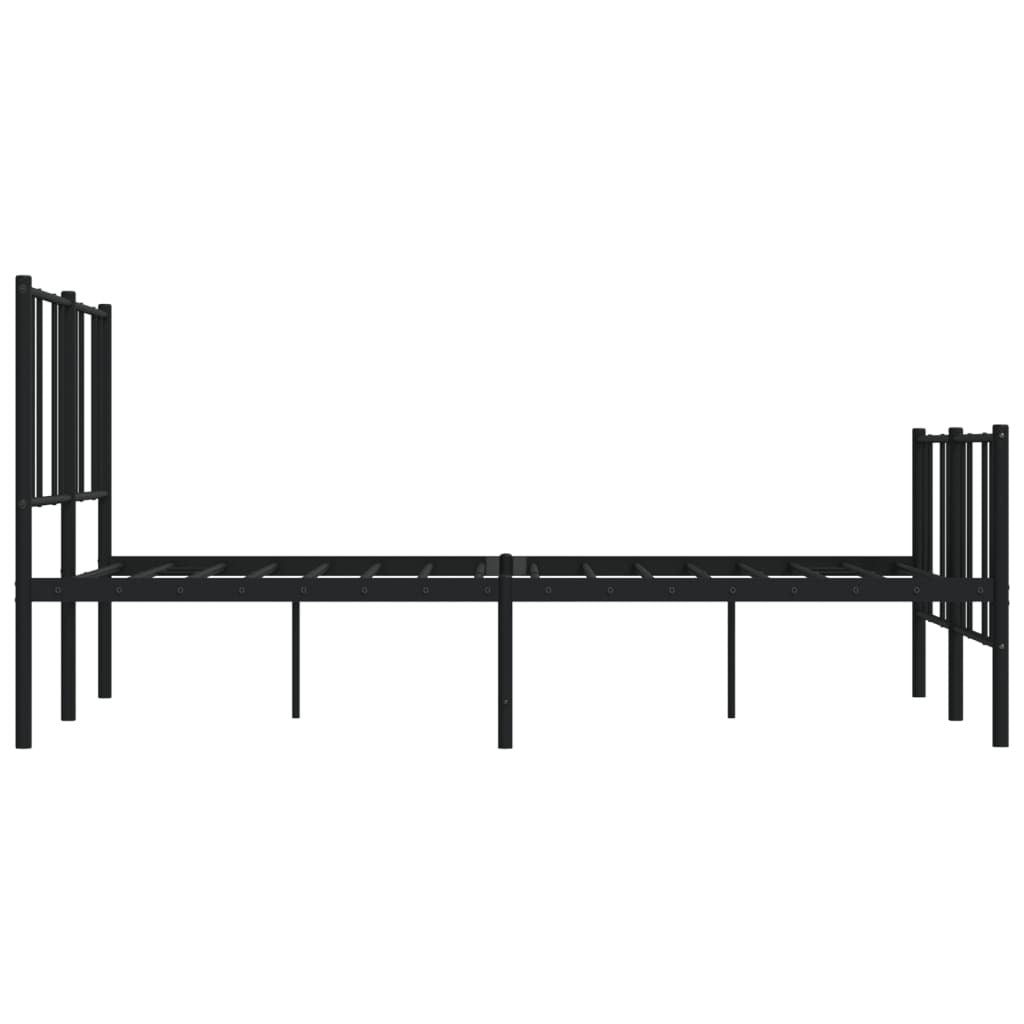 Metal Bed Frame without Mattress with Footboard Black 160x200cm