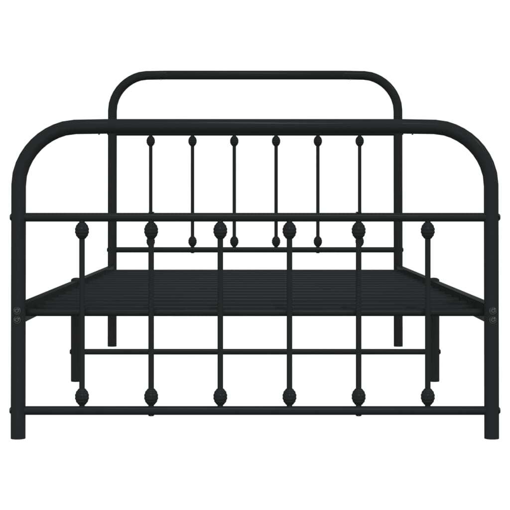 Metal Bed Frame without Mattress with Footboard Black 100x200cm