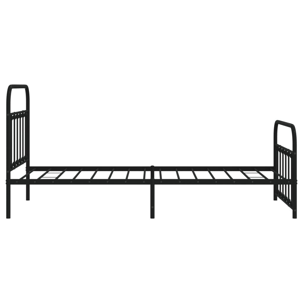 Metal Bed Frame without Mattress with Footboard Black 100x200cm