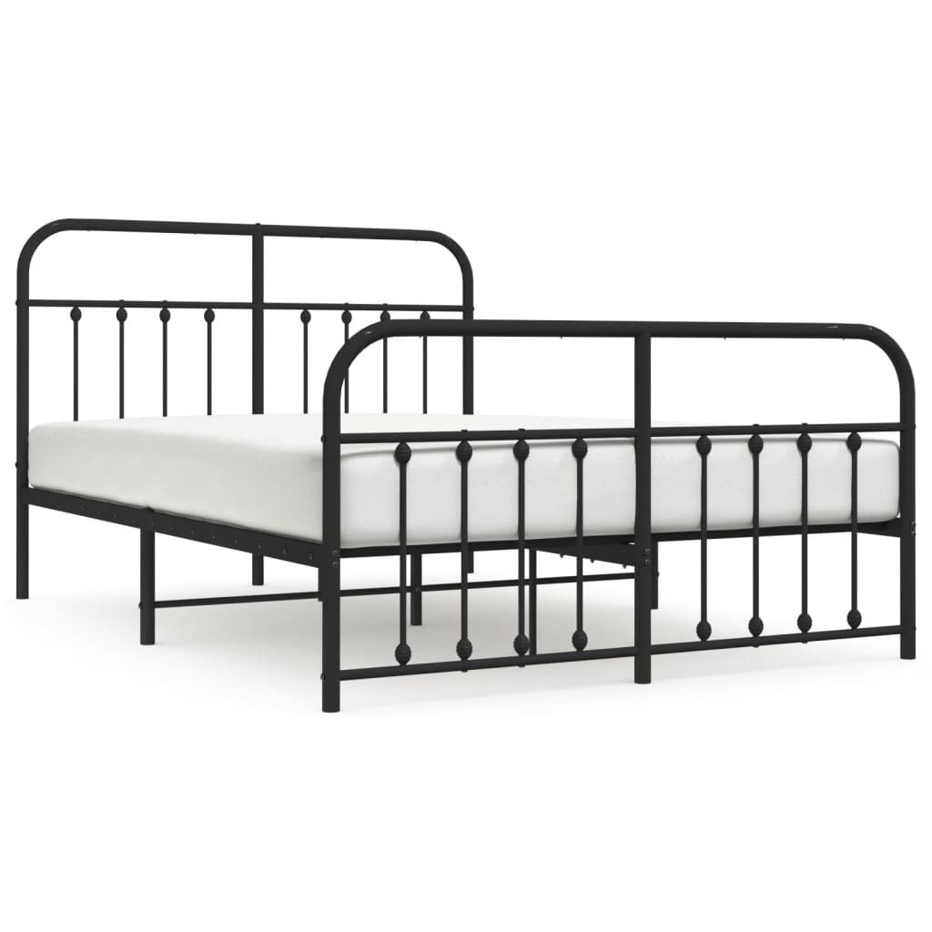 Metal Bed Frame without Mattress with Footboard Black 140x190cm