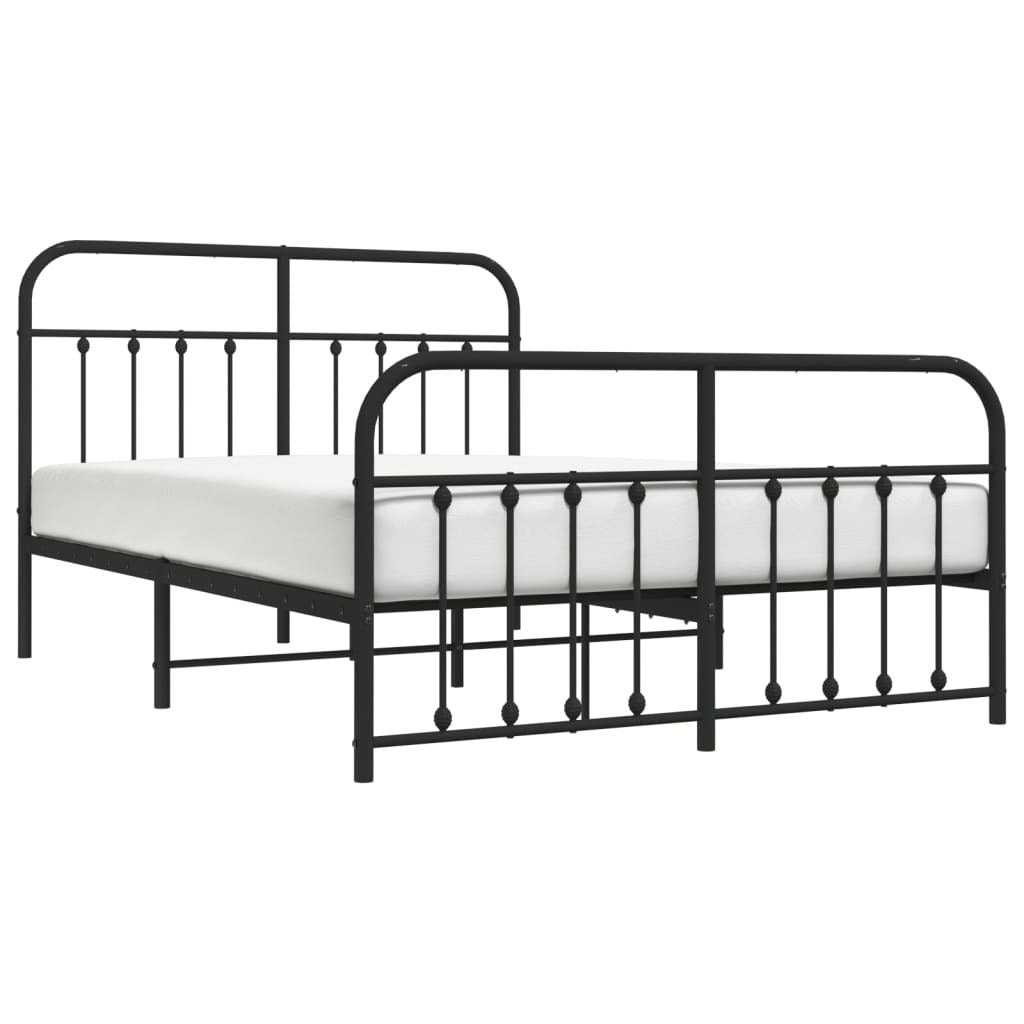 Metal Bed Frame without Mattress with Footboard Black 140x190cm