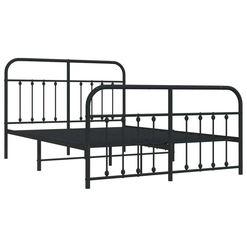 Metal Bed Frame without Mattress with Footboard Black 140x190cm