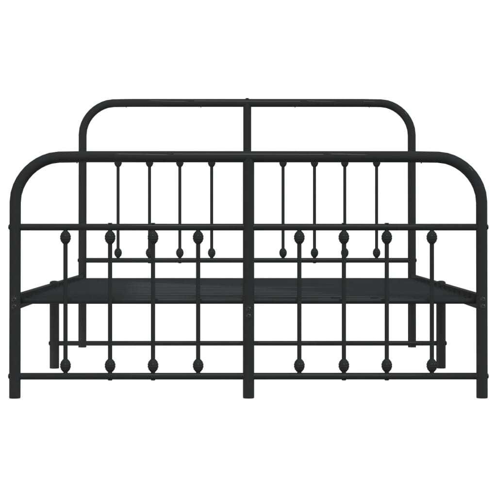 Metal Bed Frame without Mattress with Footboard Black 140x190cm