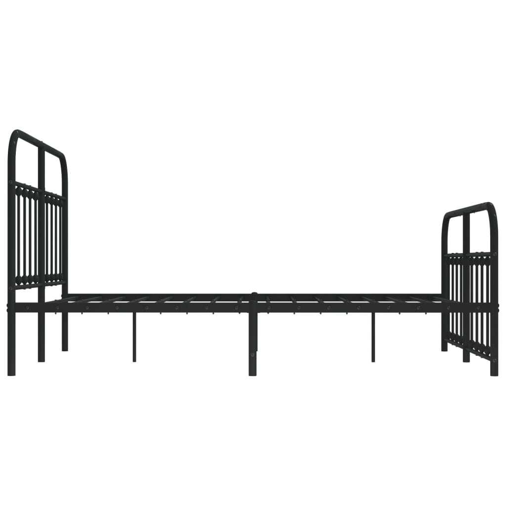 Metal Bed Frame without Mattress with Footboard Black 140x190cm
