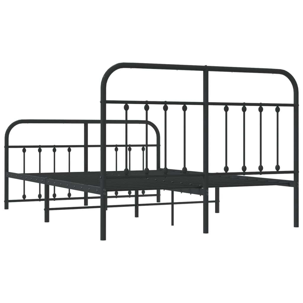 Metal Bed Frame without Mattress with Footboard Black 140x190cm
