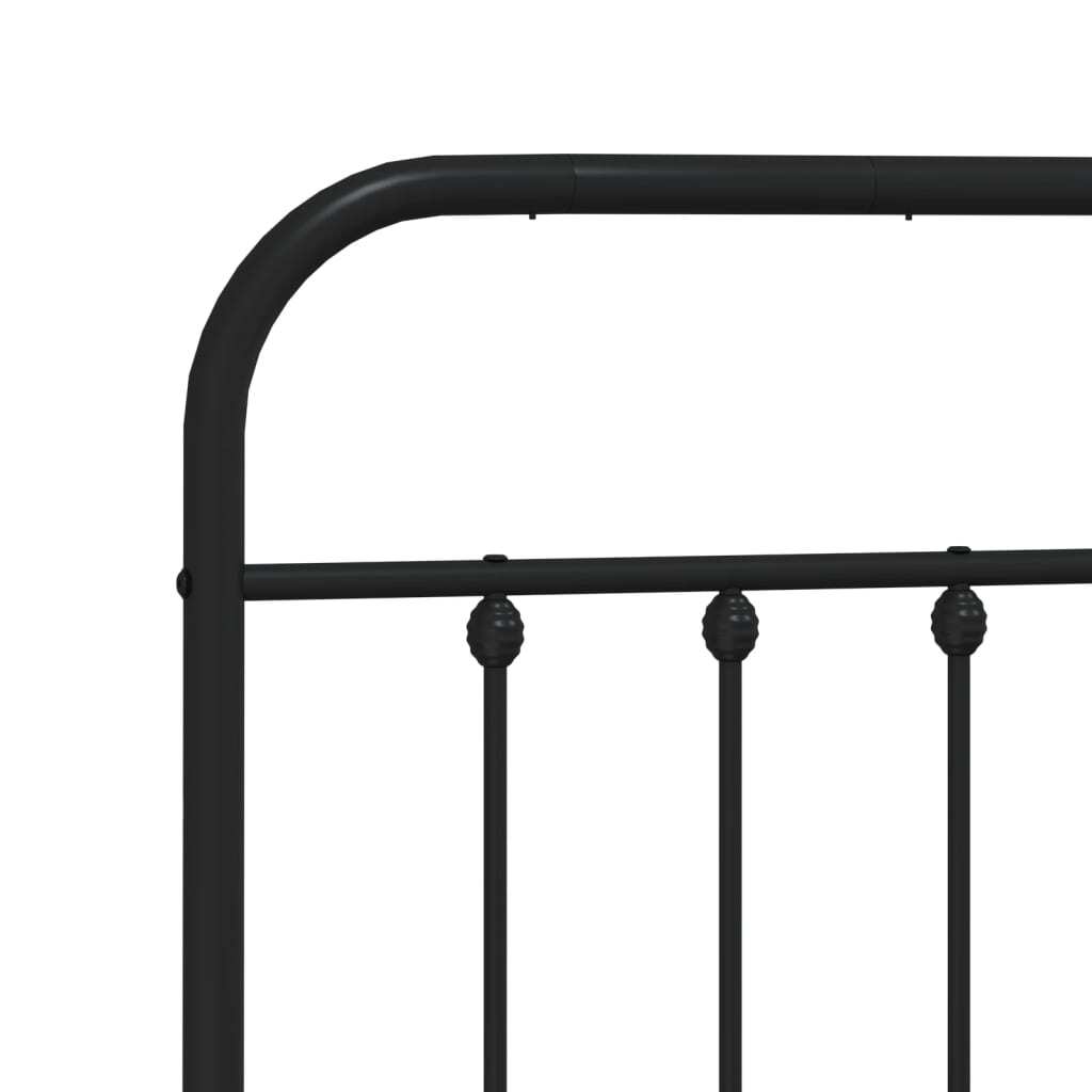 Metal Bed Frame without Mattress with Footboard Black 140x190cm