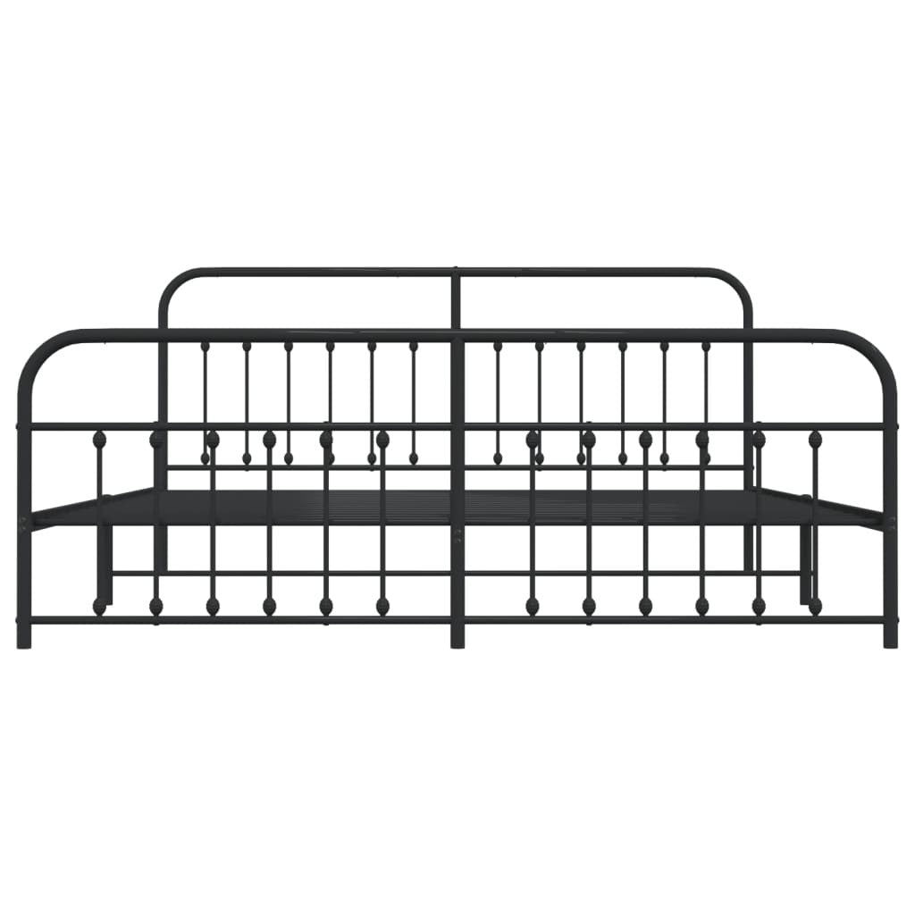 Metal Bed Frame without Mattress with Footboard Black 193x203cm