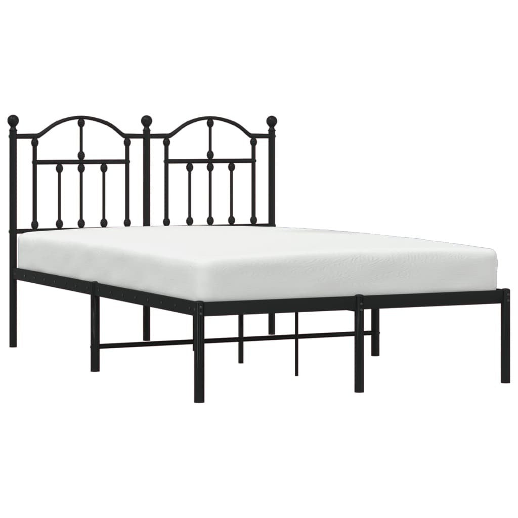 Metal Bed Frame without Mattress with Headboard Black 120x200cm