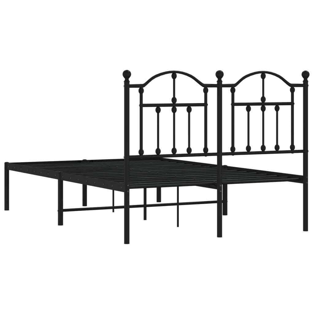 Metal Bed Frame without Mattress with Headboard Black 120x200cm