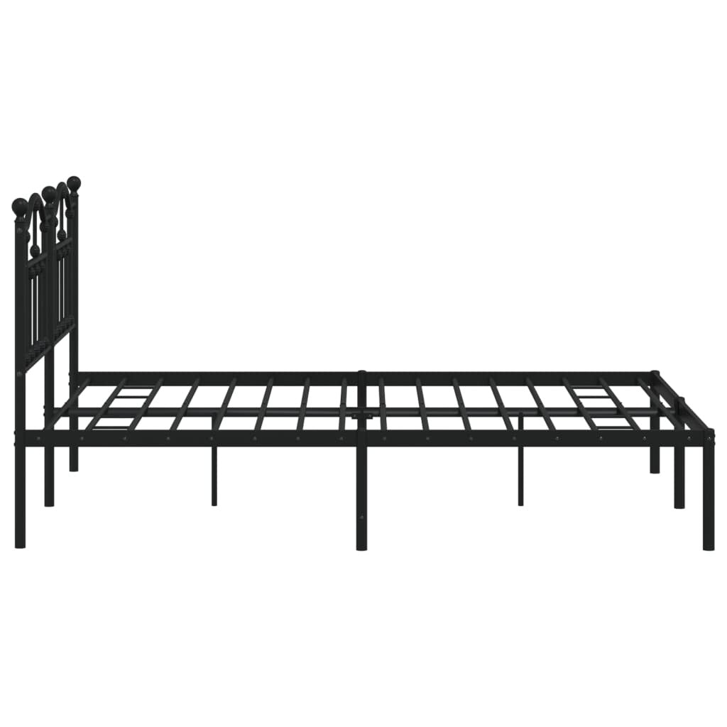 Metal Bed Frame without Mattress with Headboard Black 140x190cm