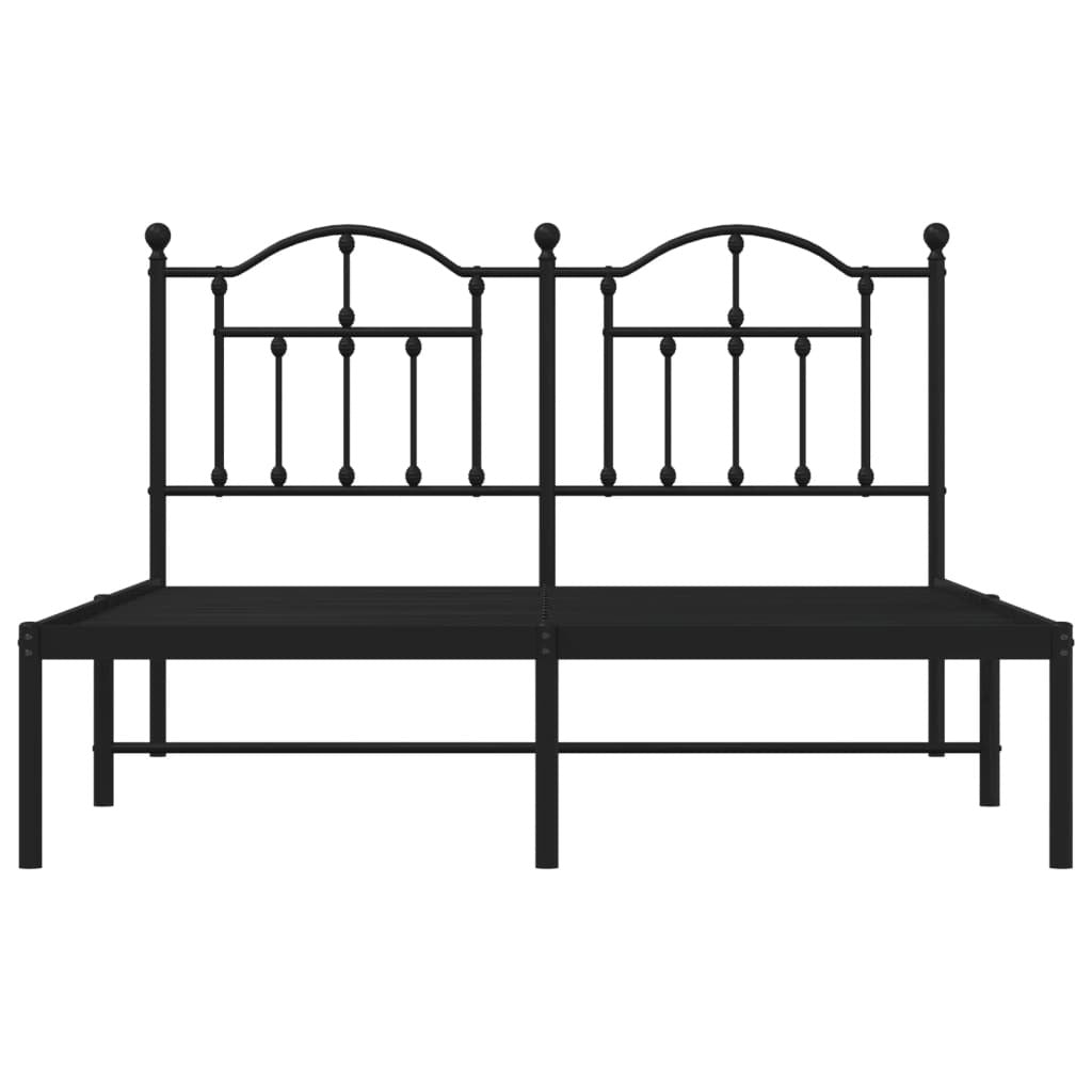 Metal Bed Frame without Mattress with Headboard Black 150x200cm