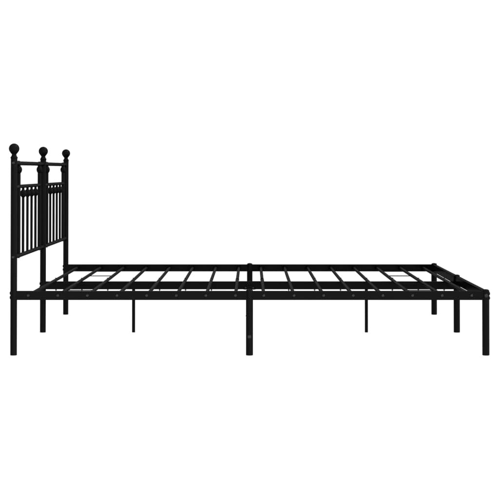 Metal Bed Frame without Mattress with Headboard Black 193x203cm
