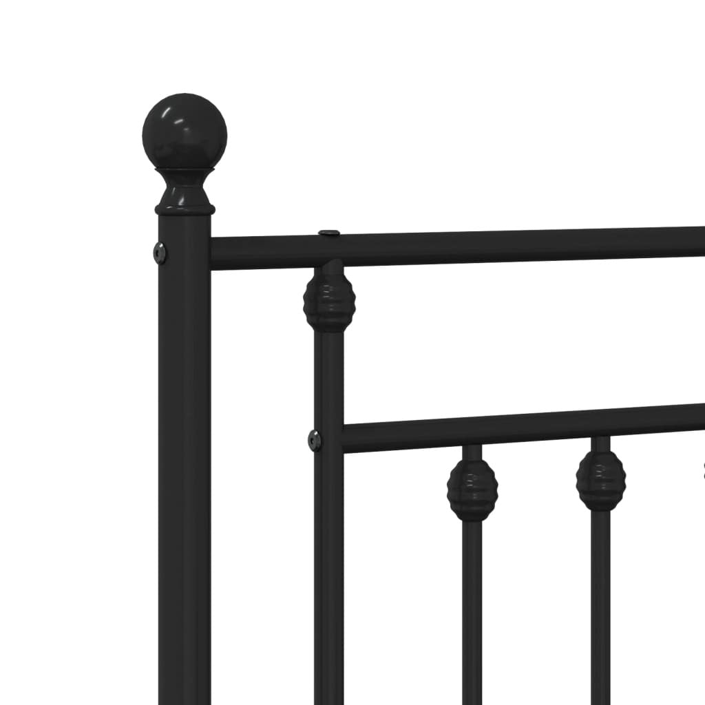 Metal Bed Frame without Mattress with Headboard Black 193x203cm