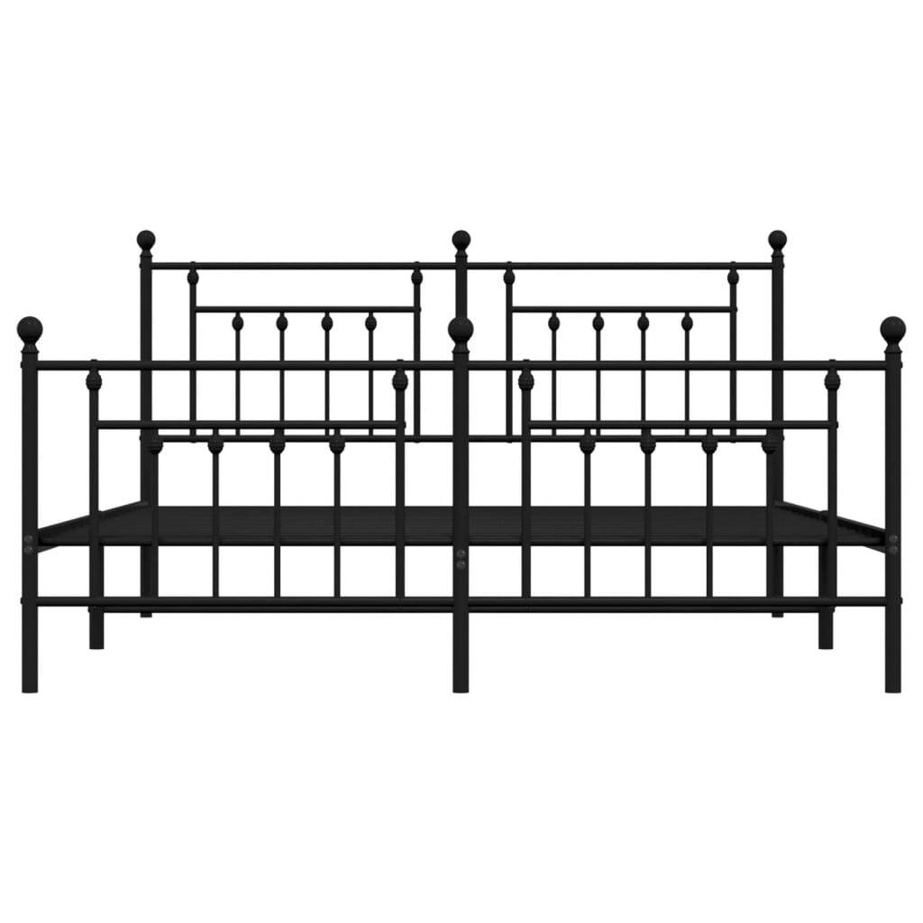 Metal Bed Frame without Mattress with Footboard Black 183x213cm