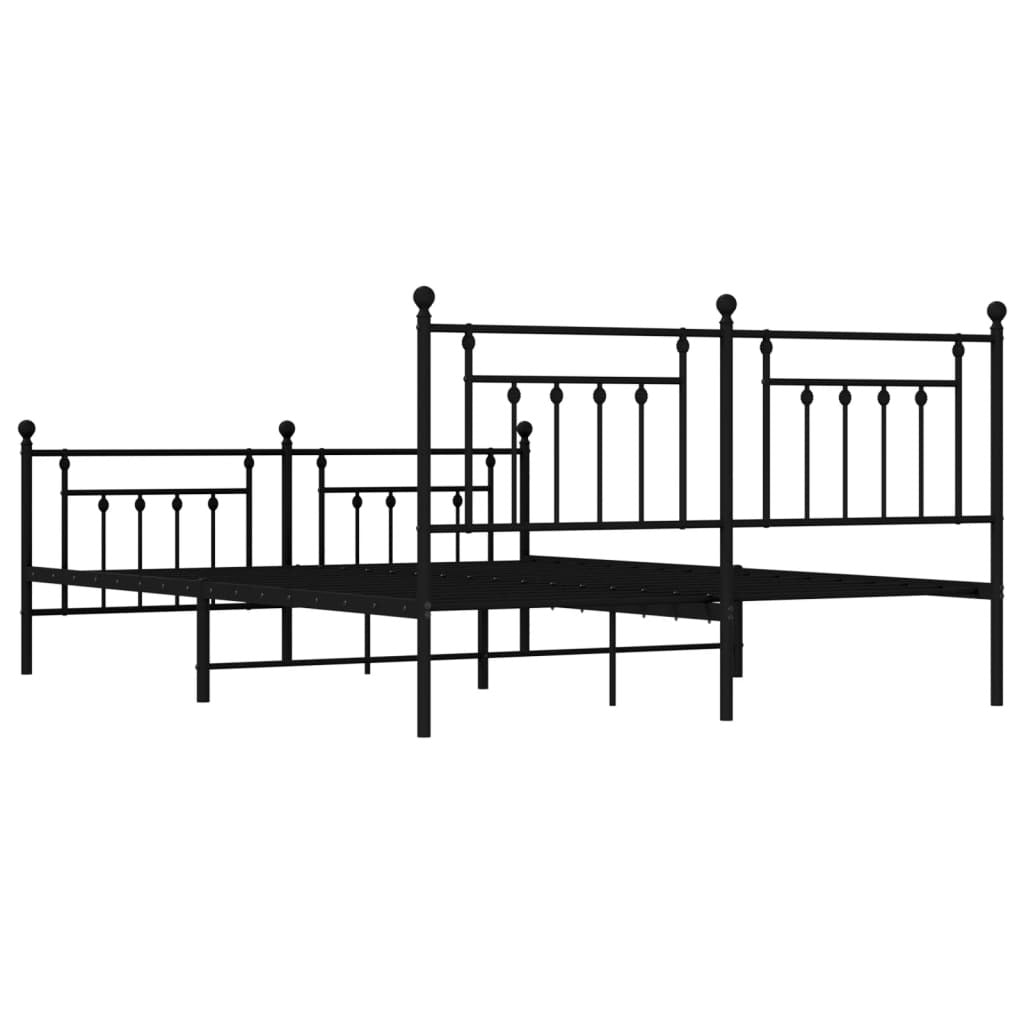 Metal Bed Frame without Mattress with Footboard Black 183x213cm
