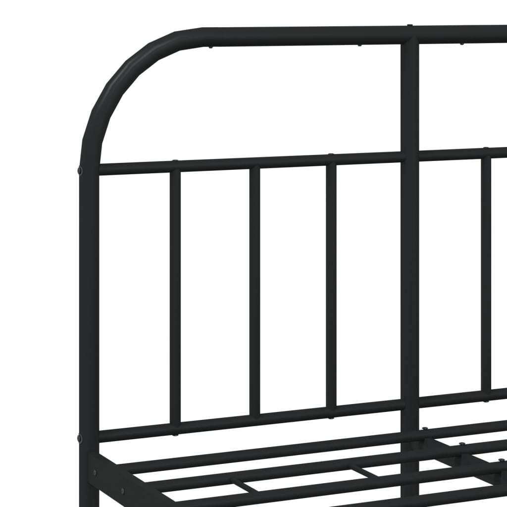 Metal Bed Frame without Mattress with Headboard Black 120x200cm
