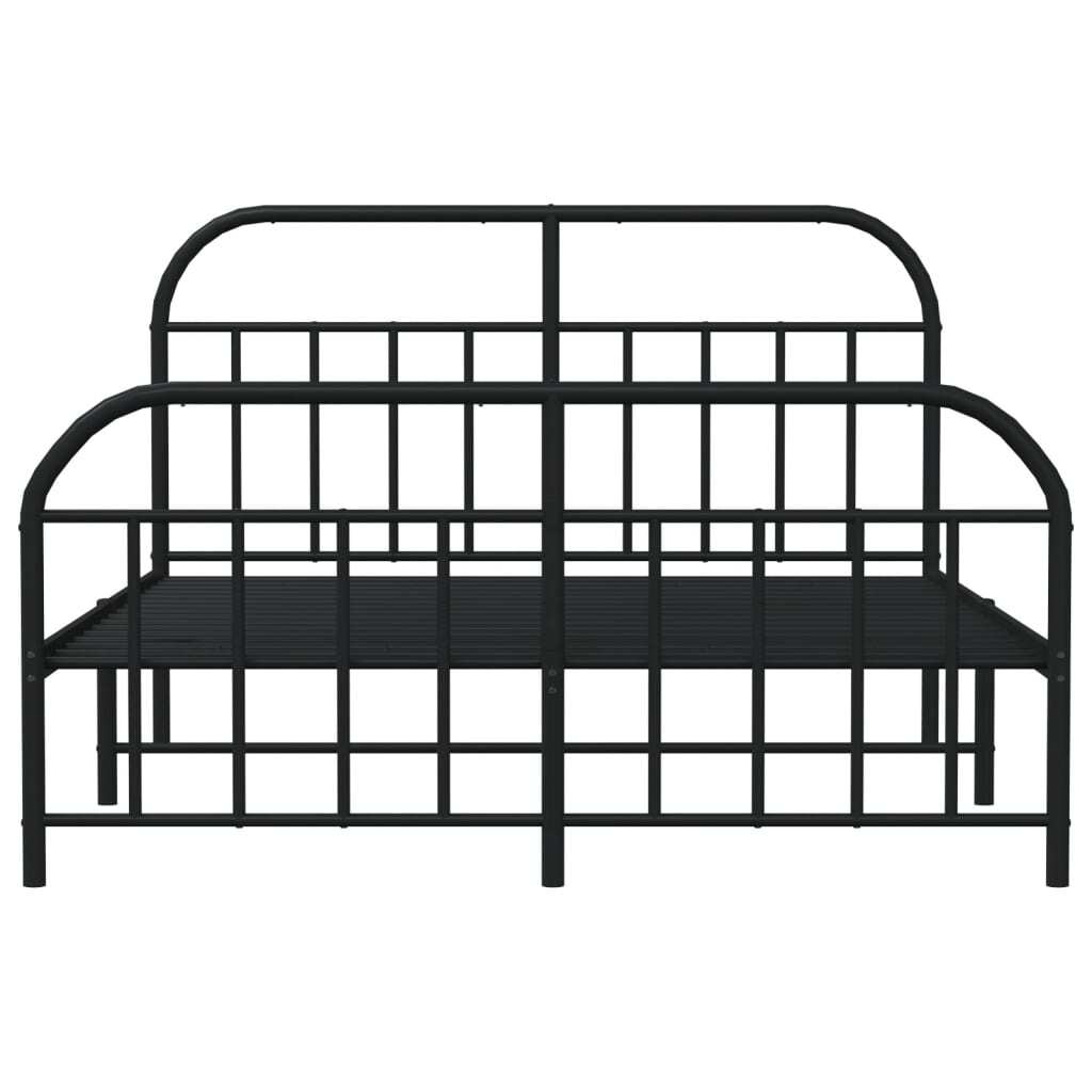 Metal Bed Frame without Mattress with Footboard Black 160x200cm