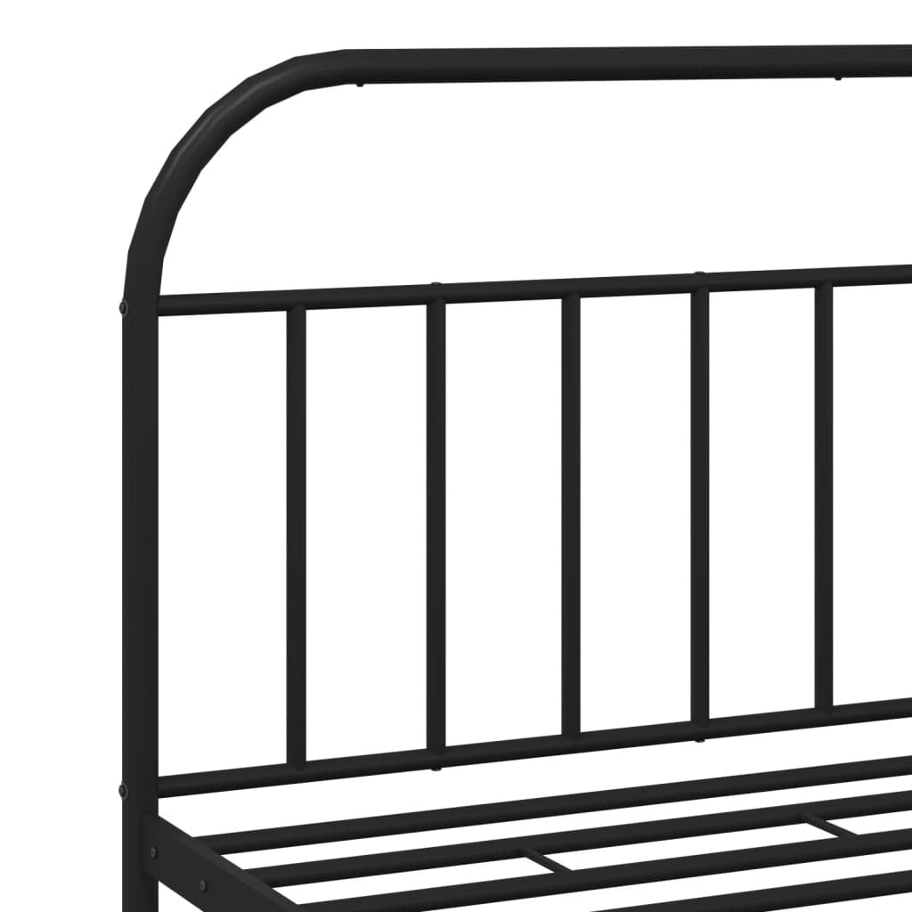 Metal Bed Frame without Mattress with Footboard Black 160x200cm
