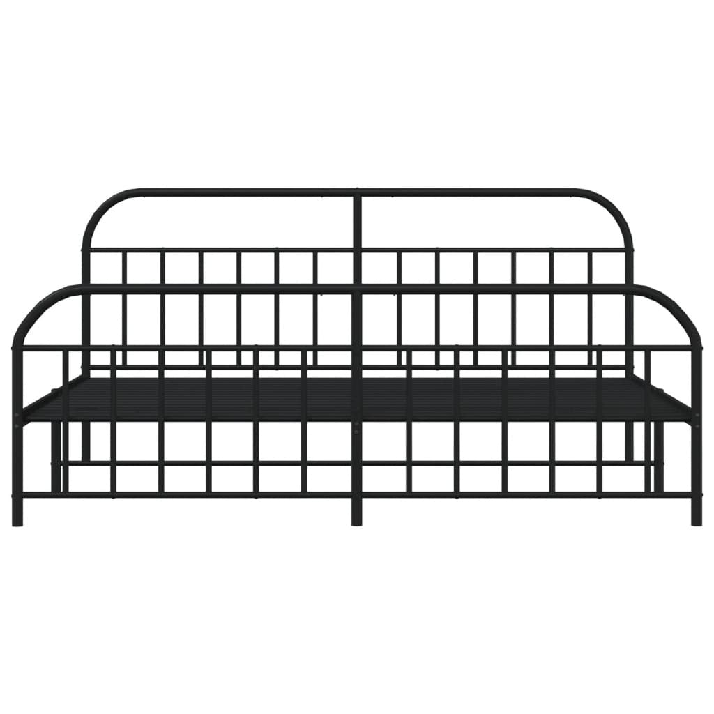 Metal Bed Frame without Mattress with Footboard Black 193x203cm