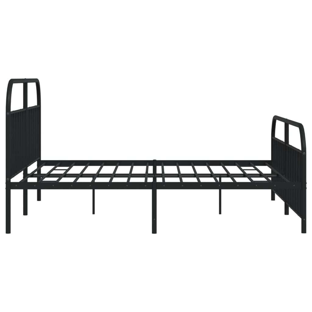 Metal Bed Frame without Mattress with Footboard Black 193x203cm