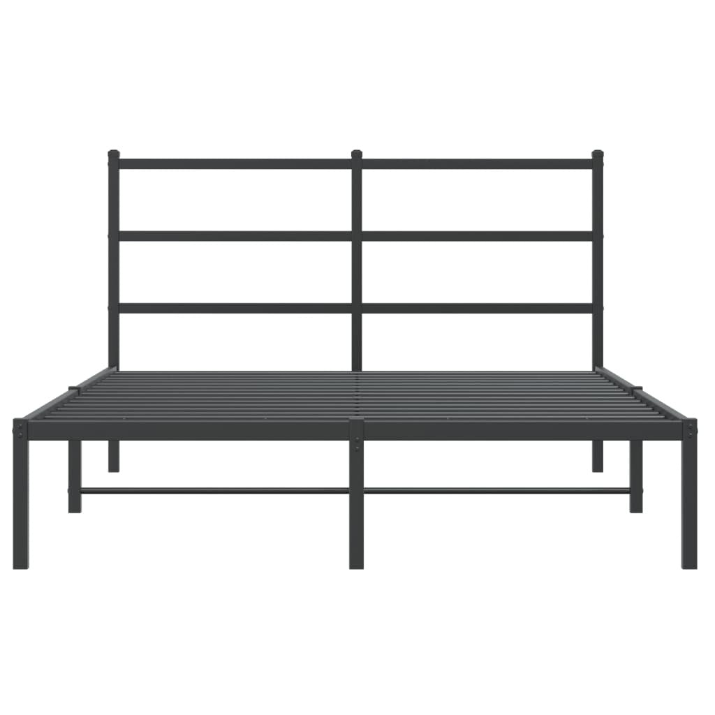 Metal Bed Frame without Mattress with Headboard Black 140x190cm
