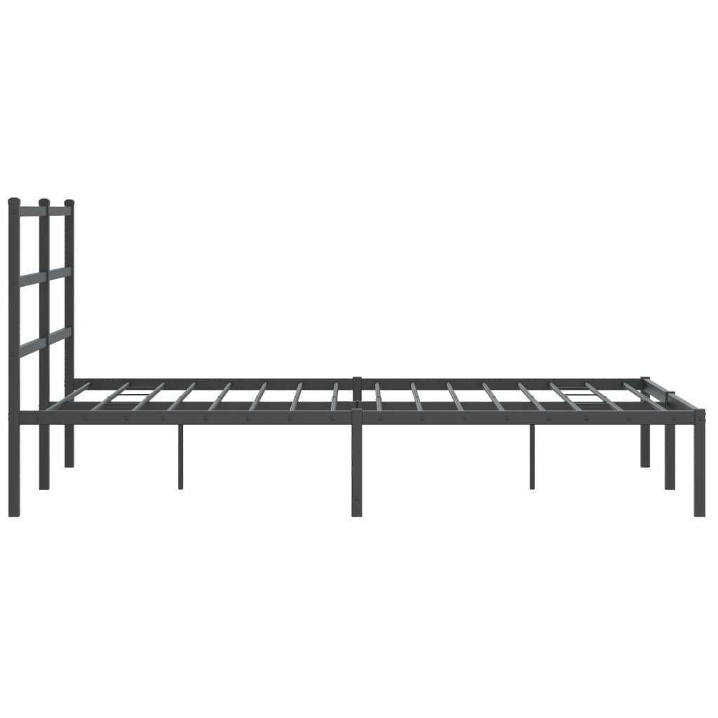 Metal Bed Frame without Mattress with Headboard Black 140x190cm