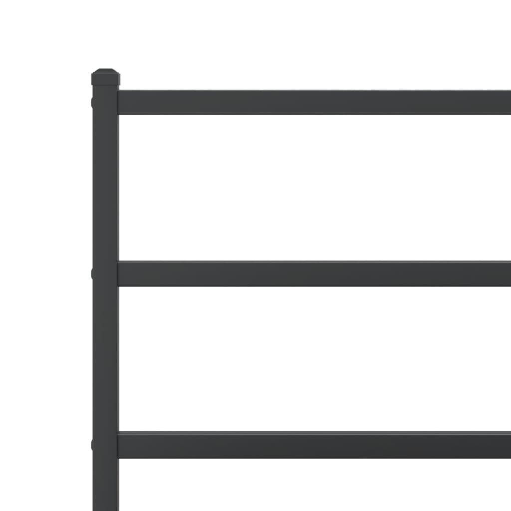 Metal Bed Frame without Mattress with Headboard Black 140x190cm