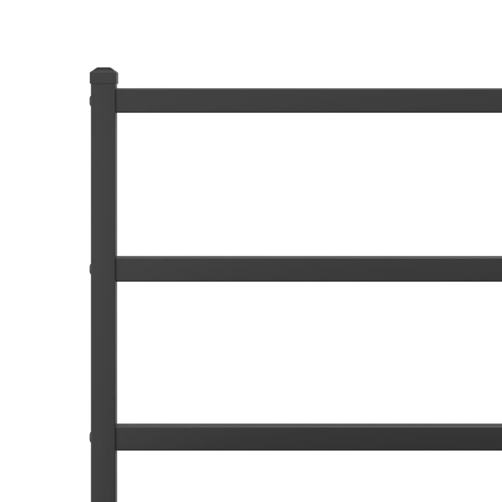Metal Bed Frame without Mattress with Headboard Black 160x200cm