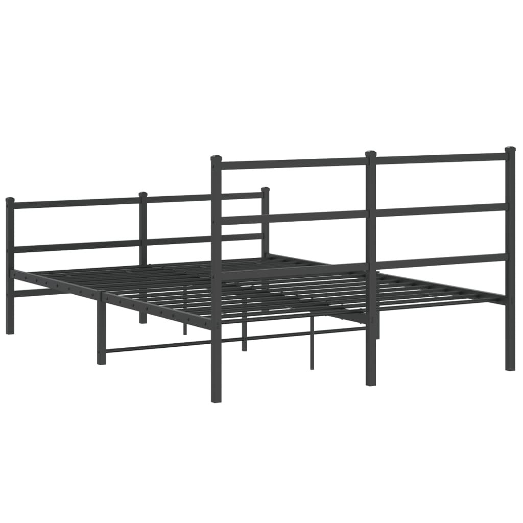 Metal Bed Frame without Mattress with Footboard?Black 140x200cm