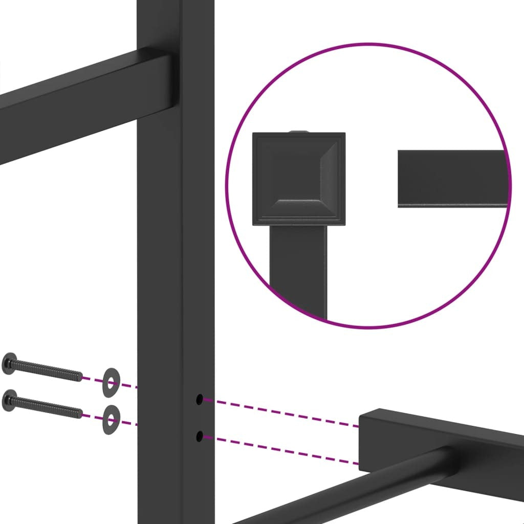 Metal Bed Frame without Mattress with Footboard?Black 140x200cm