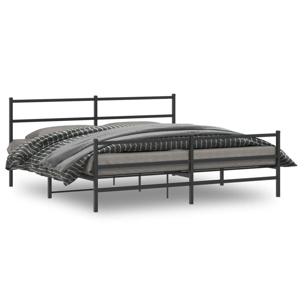 Metal Bed Frame without Mattress with Footboard?Black 193x203cm