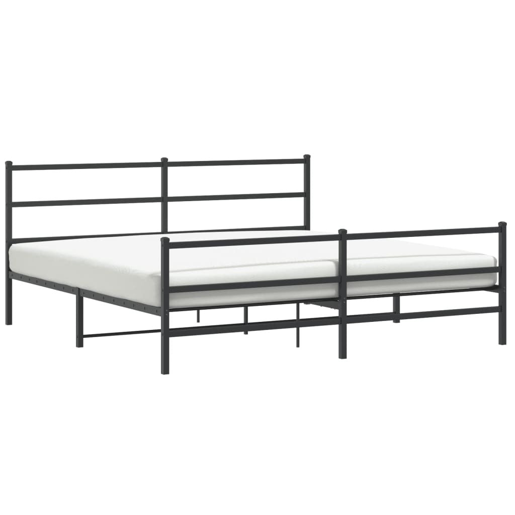 Metal Bed Frame without Mattress with Footboard?Black 193x203cm