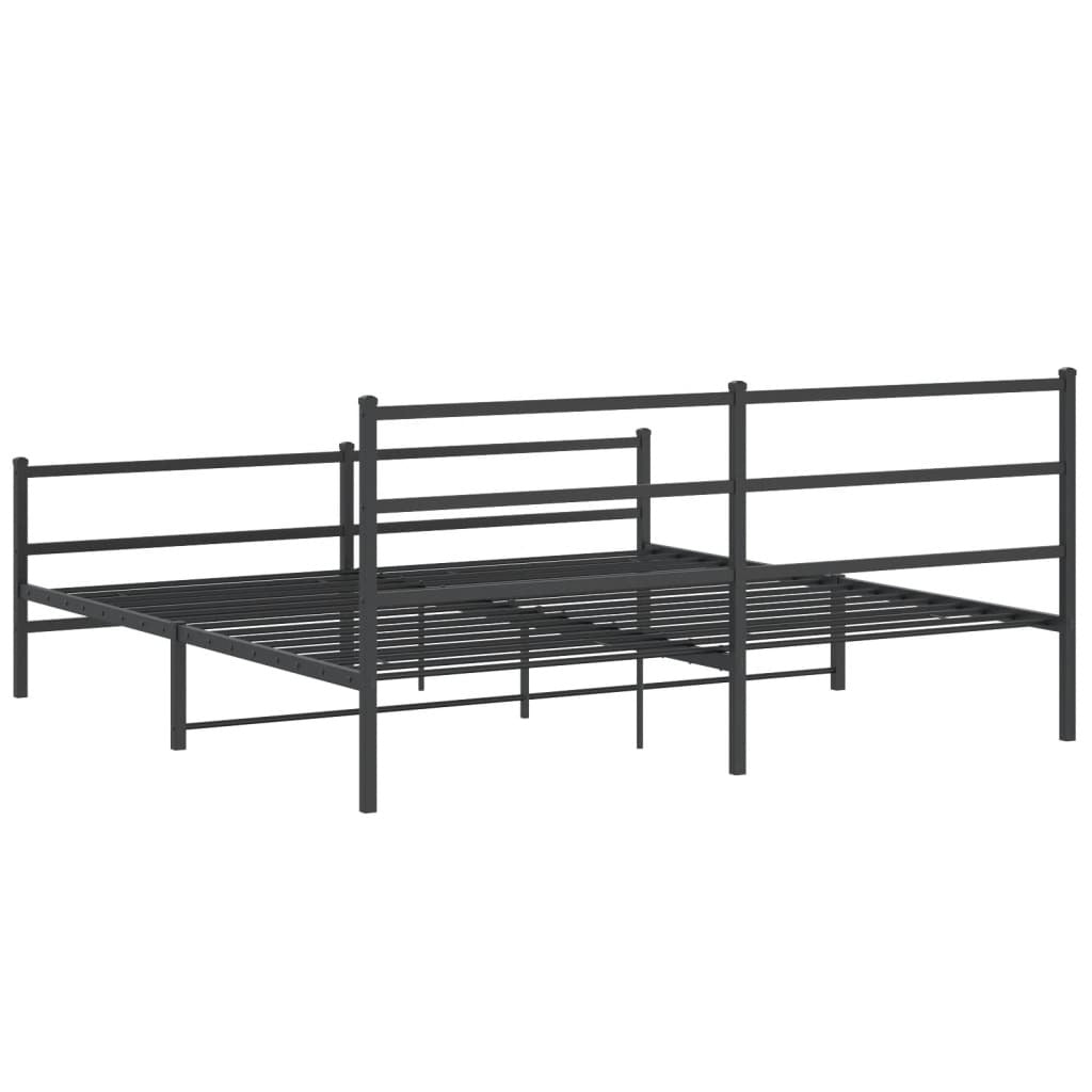 Metal Bed Frame without Mattress with Footboard?Black 193x203cm