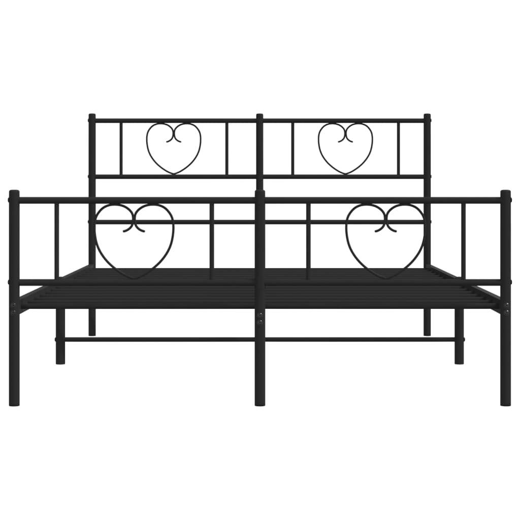 Metal Bed Frame without Mattress with Footboard Black 120x200cm