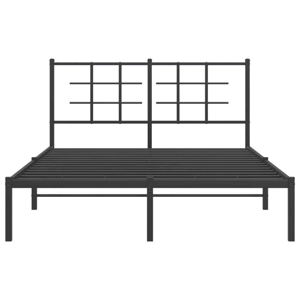 Metal Bed Frame without Mattress with Headboard Black 140x190cm