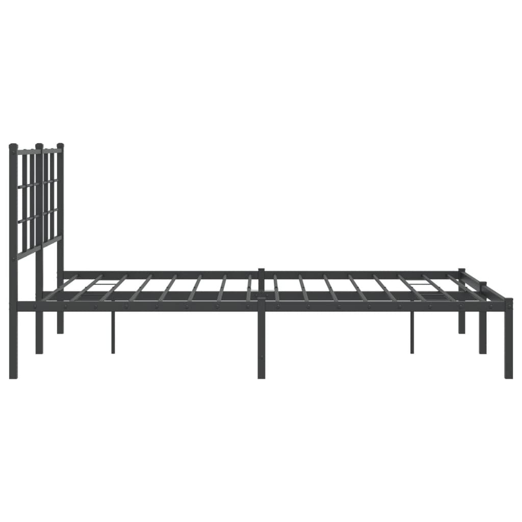 Metal Bed Frame without Mattress with Headboard Black 140x190cm
