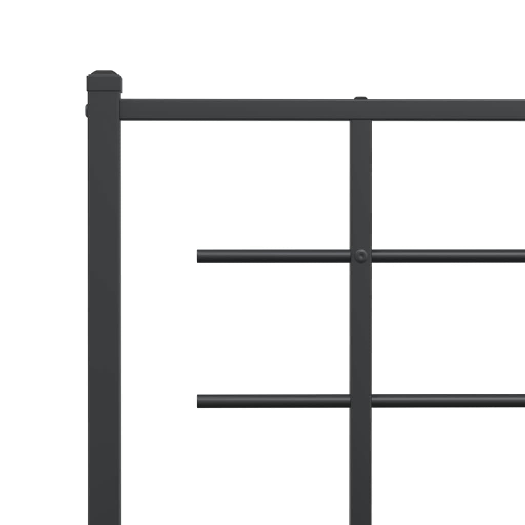 Metal Bed Frame without Mattress with Headboard Black 140x190cm