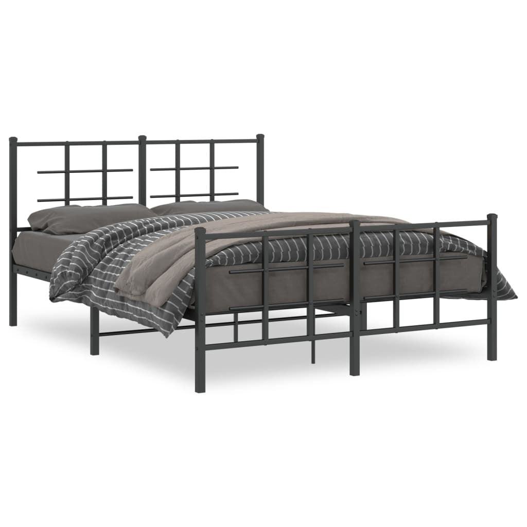 Metal Bed Frame without Mattress with Footboard Black 140x200cm