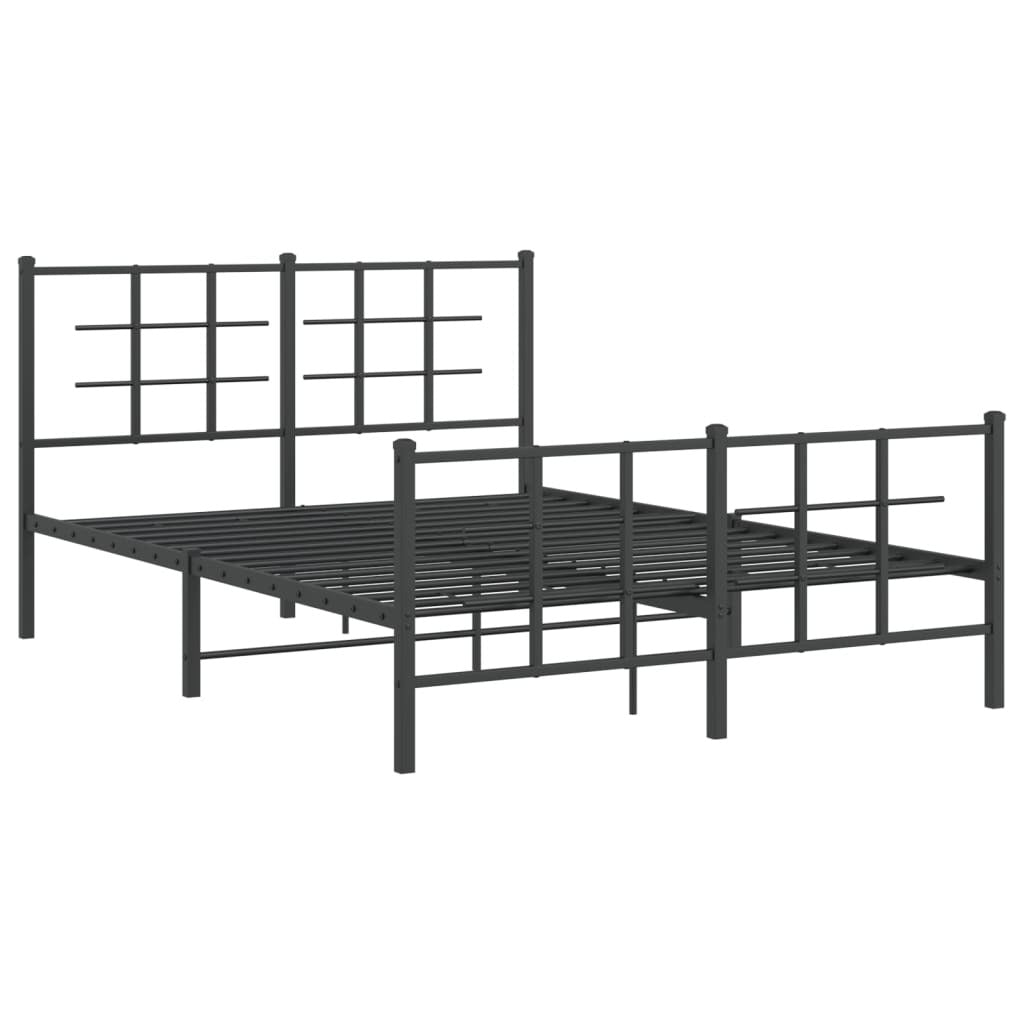 Metal Bed Frame without Mattress with Footboard Black 140x200cm