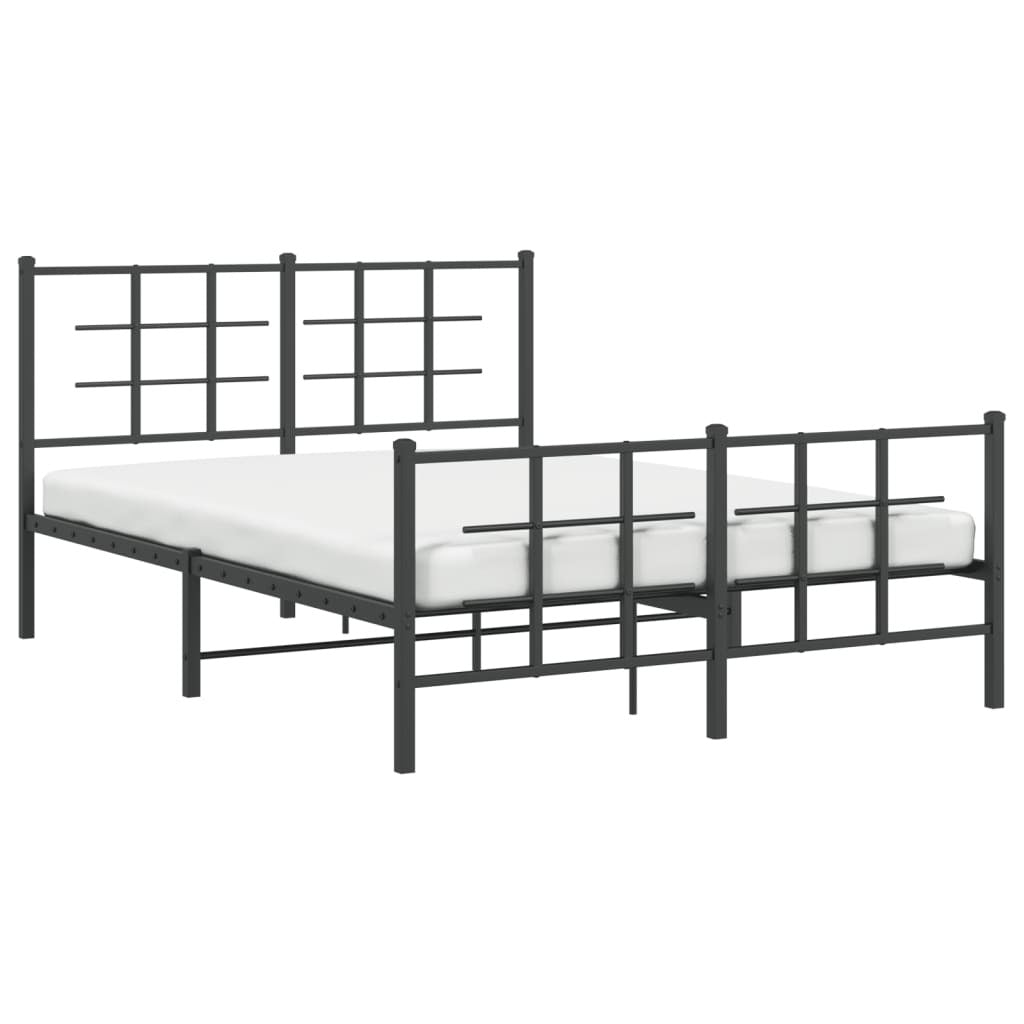 Metal Bed Frame without Mattress with Footboard Black 140x200cm