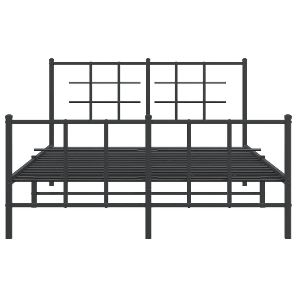 Metal Bed Frame without Mattress with Footboard Black 140x200cm