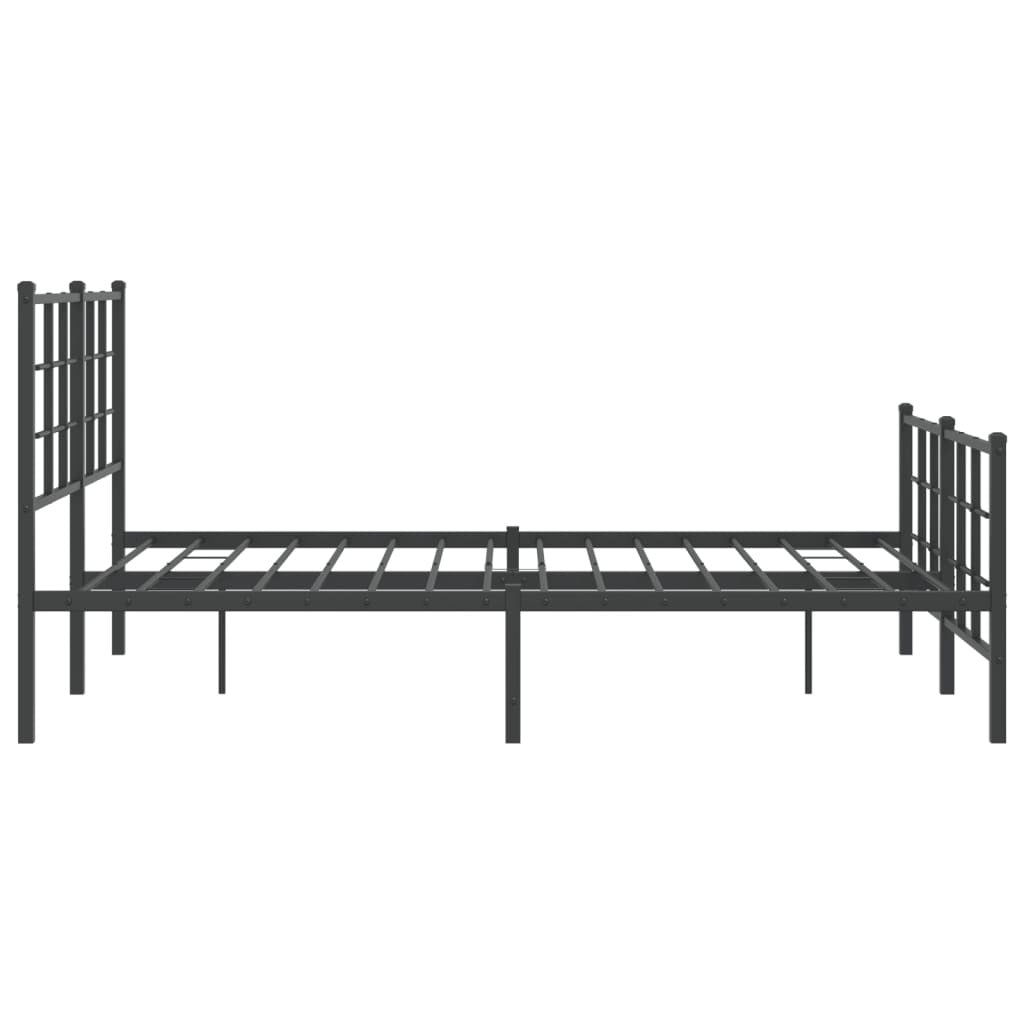 Metal Bed Frame without Mattress with Footboard Black 140x200cm