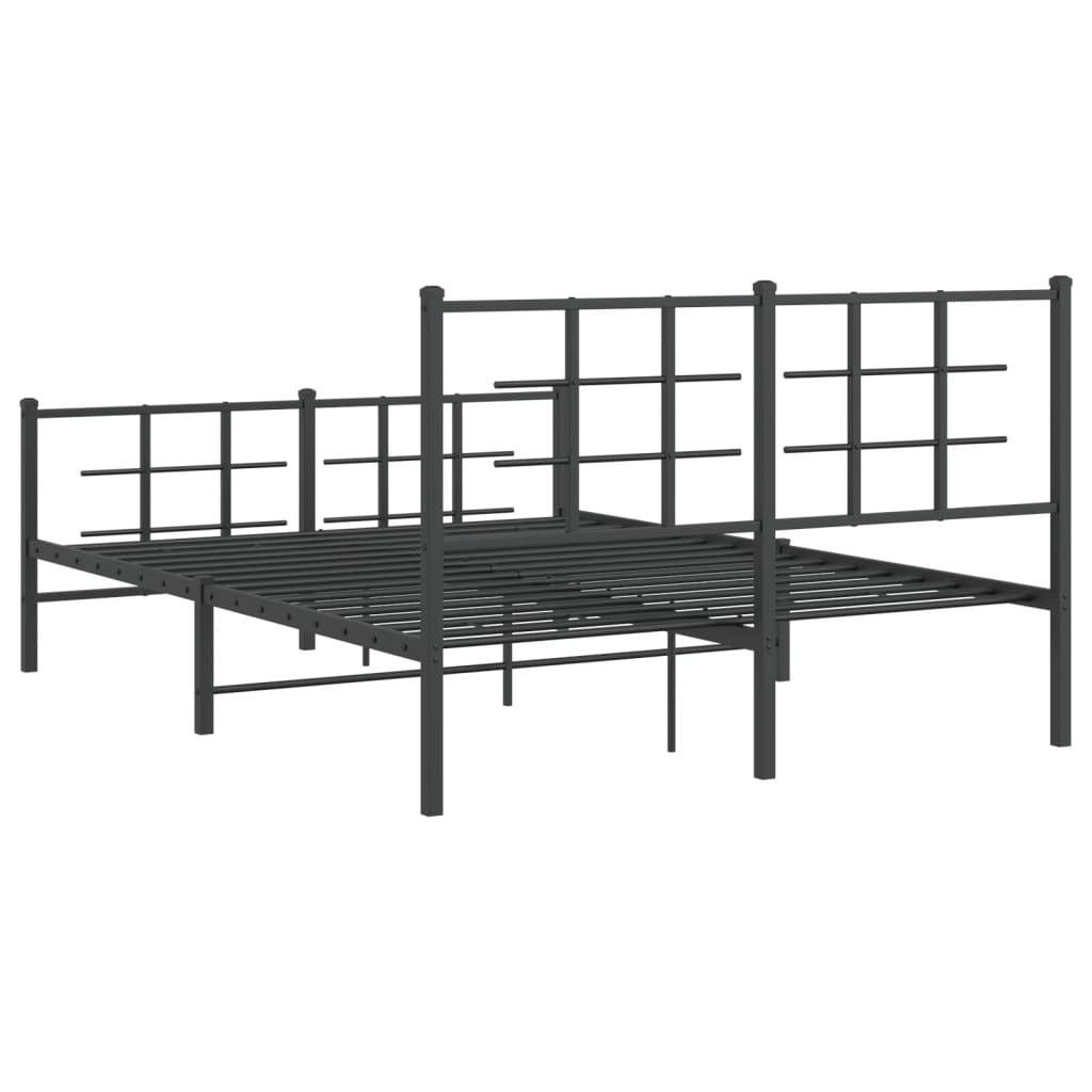 Metal Bed Frame without Mattress with Footboard Black 140x200cm