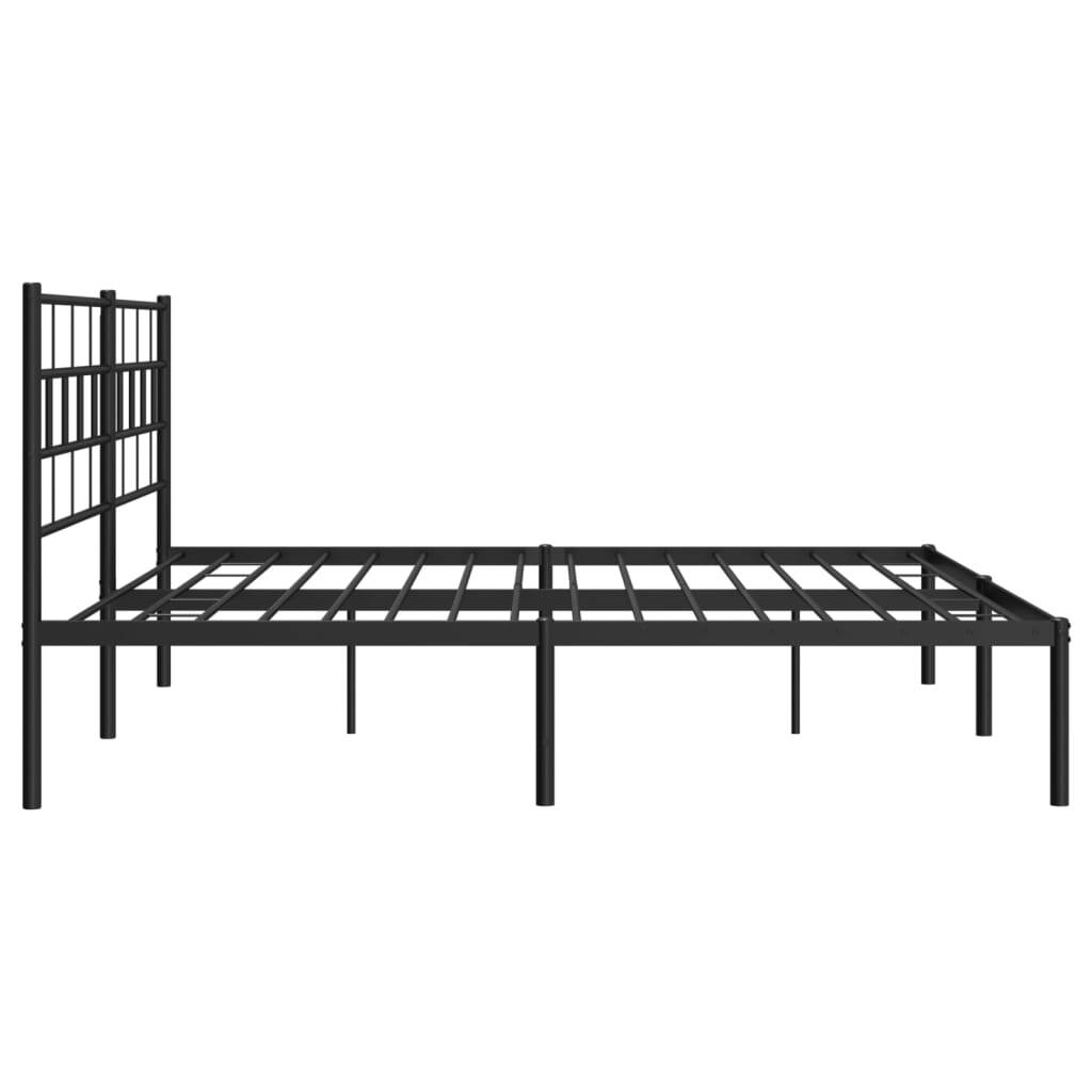 Metal Bed Frame without Mattress with Headboard Black 200x200cm