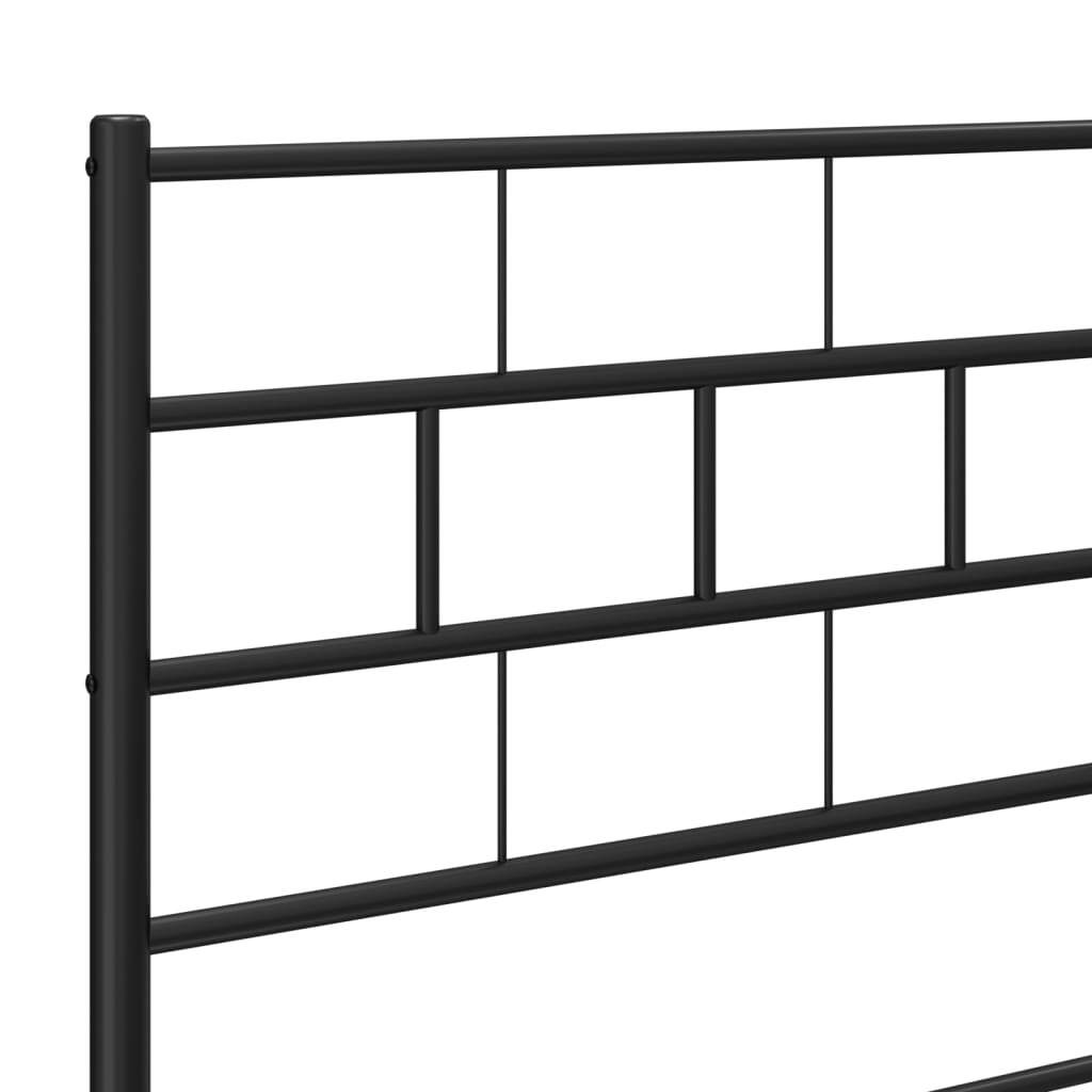 Metal Bed Frame without Mattress with Headboard Black 200x200cm